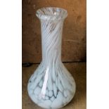 A China Bulbous Thin Necked Trumpet Shape Vase on white and clear ground,