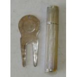 A Sterling Silver Cylindrical Lighter having engine turned decoration,