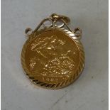 A Modern Gold Half Sovereign mounted in a removable pendant, 1982, 5.