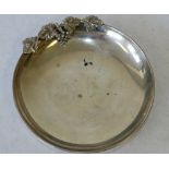 A 925 Silver Coloured Metal Round Shallow Dish having grape and vine motif, 6.