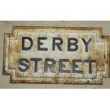 A Cast Iron Rectangular Street Sign "Derby Street" 60cm x 32.