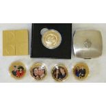 5 Various Modern Gilt and Enamel Coins,