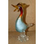 A Multicoloured Glass Figure of a bird,