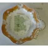 A 19th Century Scalloped Shaped Serving Plate depicting map to centre "Surrey" having floral and