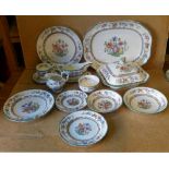 A Modern and Later Copeland Chinese Rose Pattern Service comprising meat plate,