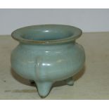 An Oriental Green Glazed Round Bulbous Trumpet Shaped Small Bowl on splayed feet, 8.