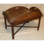 An Oak Folding Butler's Table on fixed stand having square reeded legs,