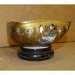 A Meji Period Square Signed Bowl having multicoloured figurehead and dragon decoration,