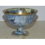 A Wedgwood Lustre Small Round Bowl on blue and cream ground with multicoloured dragon,