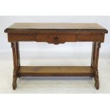 An oak Gothic revival side table, fitted