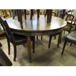 A mahogany extending dining table, the f