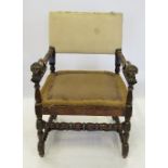 An Antique mahogany armchair, with turne