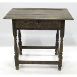 An Antique oak side table, with carved f