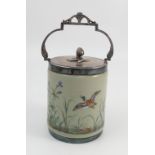 A late 19th century glass biscuit barrel