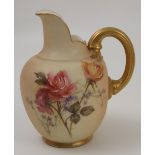 A Royal Worcester ivory flat back jug, printed with floral sprays, dated 1901, shape number 1094,