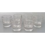 Six Masonic firing glasses, engraved wit