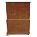 A late Georgian mahogany chest on chest,