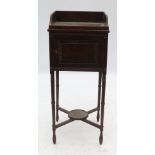 A mahogany tray top pot cupboard, with a