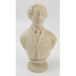 A 19th century parian bust, of Edward VII, unmarked, on a socle base, height 7.75ins, circa 1863