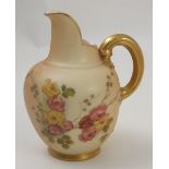 A Royal Worcester ivory flat back jug, printed with floral sprays, dated 1903, shape number 1094,