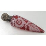 A 19th century Thomas Webb style cameo glass scent bottle, of tapering oval form, the cranberry