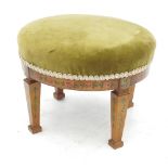 A circular satinwood foot stool, painted