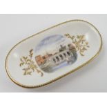 A 19th century Worcester porcelain dish, of rectangular form, with rounded ends, decorated with a