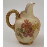 A Royal Worcester ivory flat back jug, printed with floral sprays, dated 1905, shape number 1094,