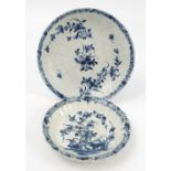 A Worcester first period dish, with moulded ground and decorated in the Mansfield pattern, with