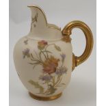 A Royal Worcester ivory flat back jug, printed with floral sprays, dated 1892, shape number 1094,