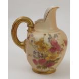 A Royal Worcester ivory flat back jug, printed with floral sprays, dated 1901, shape number 1094,