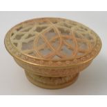 A Royal Worcester blush ivory pot pourri covered bowl, with pierced lid and moulded body, dated