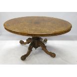 A 19th century burr walnut loo table, ha