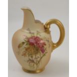 A Royal Worcester ivory flat back jug, printed with floral sprays, dated 1908, shape number 1094,