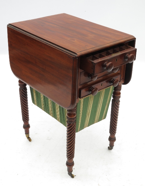 A 19th century mahogany work table, fitt