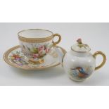 A Royal Worcester miniature teapot, decorated with a kingfisher by P M Platt, dated 1954, height 3.
