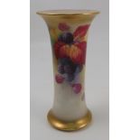 A Royal Worcester trumpet vase, decorated with autumnal fruits, by Kitty Blake, dated 1938, shape