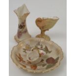 A Royal Worcester ivory dish, decorated with flowers, diameter 6ins, together with a Locke and Co