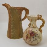 A Royal Worcester jug, the coral moulded body decorated with flowers, dated 1899, shape number 1507,