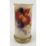 A Royal Worcester vase, hand painted with autumnal fruits and berries by Kitty Blake,