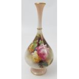 A Royal Worcester vase, decorated with roses by W Harbrom, shape number H307, dated circa 1910,