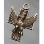 A 19th century silver eagle/cross sash badge, maker A.