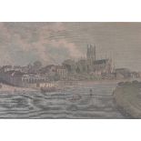 Valentine Green, antique coloured engraving, Royal China Manufactory in the City of Worcester,