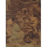 Arthur J Elsley, two crystoleums, Edwardian scenes with children and animals, signed and dated 1906,