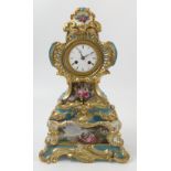 A 19th century French porcelain mantel clock, the striking movement stamped Silvani B Paris 455,