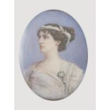 Ethel Webling, oval portrait miniature, watercolour on ivory,