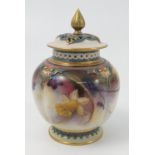 A Hadleys Worcester covered quarter lobed vase, decorated with flowers, dated circa 1906,