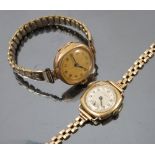 A ladies Hirco 9ct gold wrist watch, on a bracelet, weight 9.