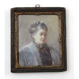 Sylvia Shaw, miniature of an elderly lady with a shawl and gold necklace, 3ins x 2.