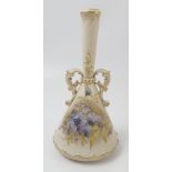 A Royal Worcester gilded ivory vase, decorated with blue flowers and gilt leaves, shape number 1432,